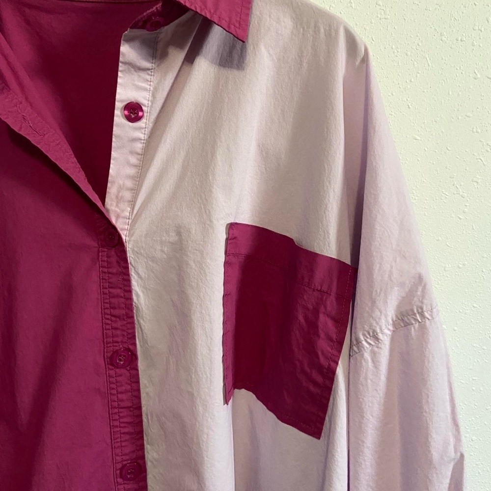 Bohemian Traders Pink Color Block Shirt Dress - Picture 4 of 7